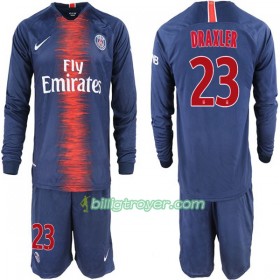 Billige Fotballdrakter Paris Saint-Germain Draxler 23 Barn Hjemmedraktsett 2018/19 Langermet